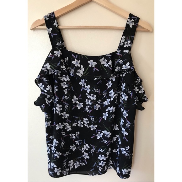 Banana Republic • M • Floral Print Tank Top Ruffle Accent - Picture 3 of 5